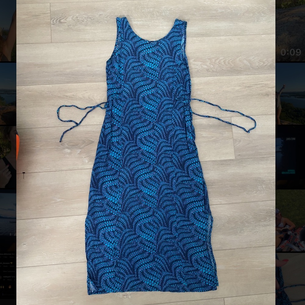 vintage 90s blue patterned dress